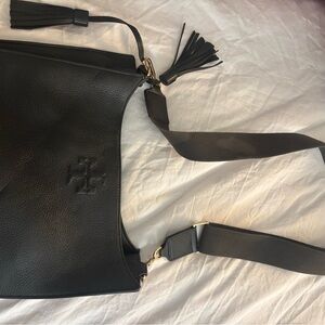 Tory Burch Black Leather Crossbody Bag with Tassel